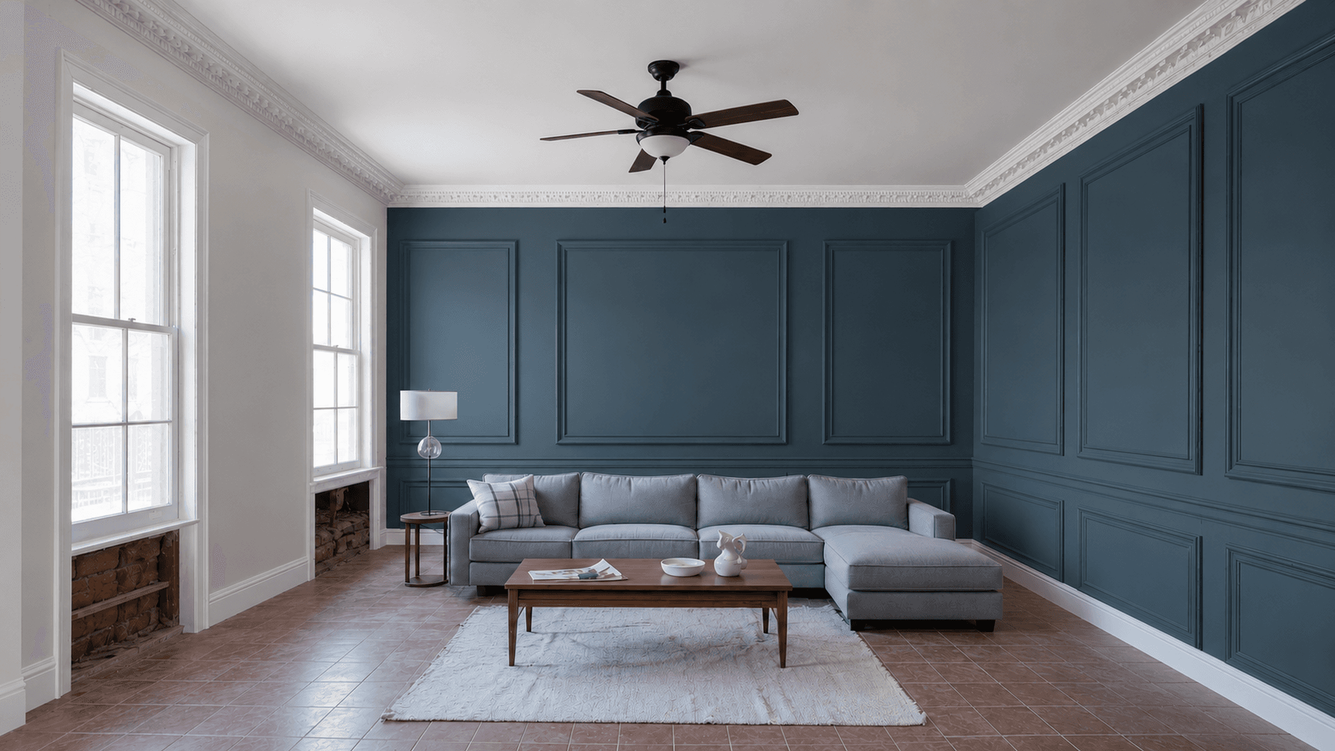 Interior walls and trim after painting — finished state