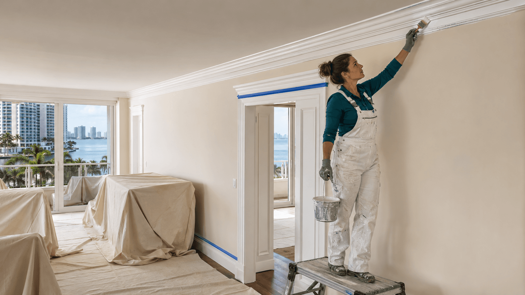 Professional crown molding and trim painting
